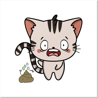 Funny tabby cat smells poo poo Posters and Art